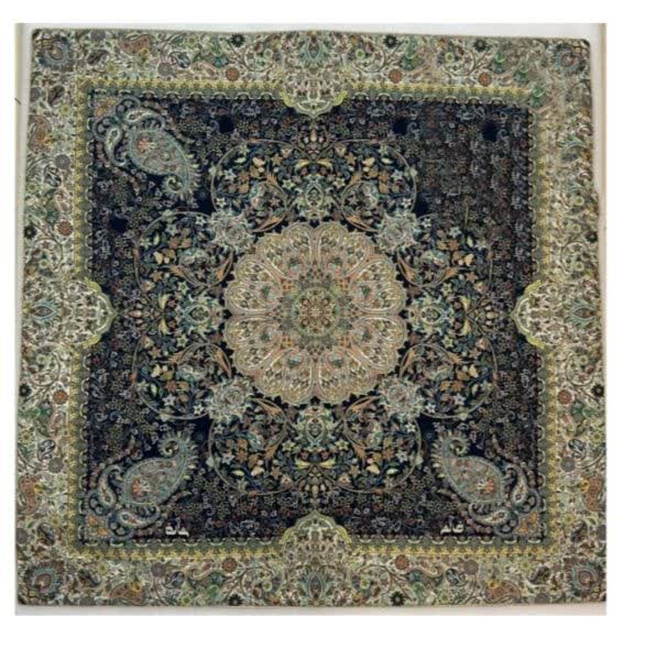 رومیزی ترمه 1×1 متر مربع طرح سنتی رنگ سرمه ای